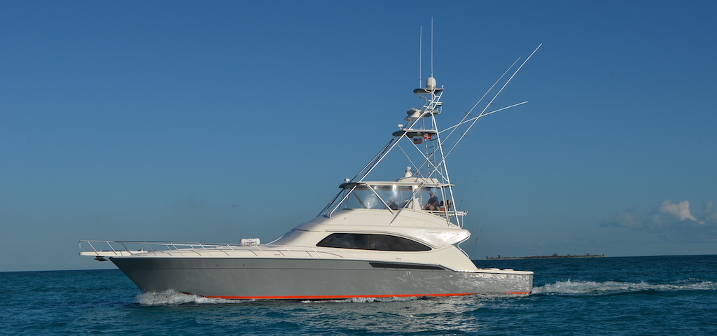 Custom boat out in water